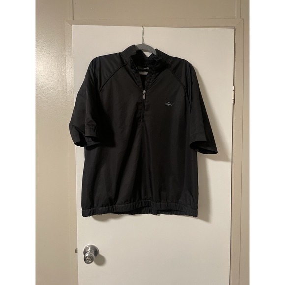 Greg Norman Windbreaker Jacket Men's M Black Short Sleeve Half Zip Golf Pullover - Picture 1 of 8